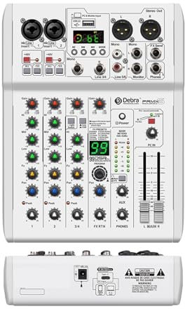 EBAYTV Digitaler Mixer, Mixer DJ-Konsole 99 DSP-Effekte Mischpult PRMX-6 mit 5.0 BT 24bit/192k for die Aufnahme von Musikinstrumenten