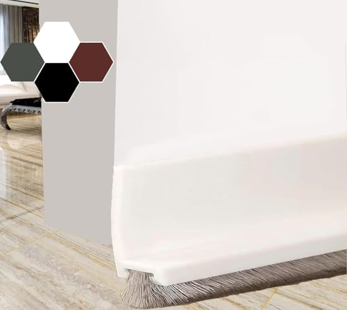 XkuiHF Joint de Porte, Bande d'étanchéité pour plancher de porte - Protection contre les insectes - Anti-poussière - Insonorisée - En silicone - Pour porte de chambre à coucher - Blanc