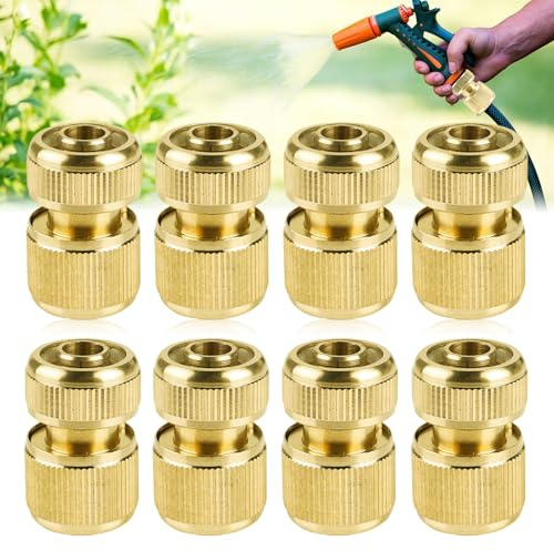 Messing Schlauchanschluss Set,8 Stück 1/2 Zoll Schnellkupplung Verbinden Sie Ihren Gartenschlauch Bequem Und Sicher Mit diesen Robusten Messing Schnellkupplungen Für Gartenarbeiten,Outdoor Aktivitäten