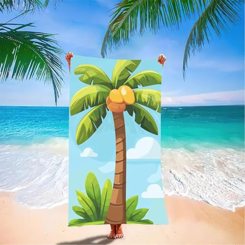 Palm Trees Large Beach Towels for Adults 60 x 30 inch, Green Microfibre Beach Towel, Swimming Towels for Adults Quick Dry Sand Free Lightweight Sweat for Travel, Pool, Holiday, Yoga, Gym Sports 2W-K