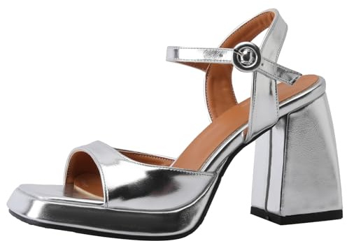 XIEPP Sandalias de verano para mujer, puntera abierta, tacón de bloque y correas individuales