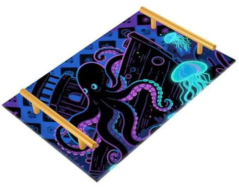 Bandejas decorativas para comer con asas, color morado oscuro, para servir al aire libre, para joyas, perfumes, para servicio de alimentos, bandejas para desayuno personalizado