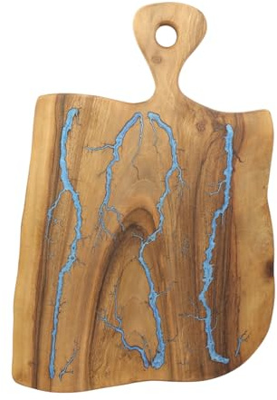 PLAQUE DE COUPE DE LICHTENBERG EN BOIS DE NOYER AVEC RÉSINE BLEUE