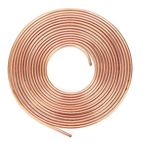 Kuuleyn Kit de tubes de ligne de frein amélioré, ligne de frein en cuivre, tube de ligne de frein de 25ft, rouleau de bobine de cuivre plaqué 3 / 16in OD pour système de freinage (A(Golden))
