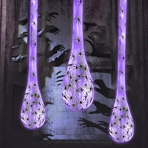 CHENBOOW Decorazioni per Feste,3 Pezzi Sacche per Uova di Ragno Illuminate 90cm,Illumina Le Uova di Ragno,Decorazione di Halloween,per Carnevale,Carnevali e Feste a Tema,Halloween