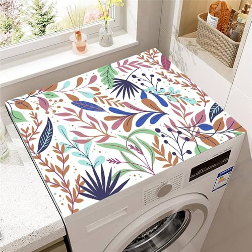 Highdi Motif Plante Housse de Protection pour Machine à Laver Top,Coussin de Machine à Laver Antidérapant Housse de Machine à Laver pour Machine à Laver Ou Sèche-Linge (Coloré,40x50cm)