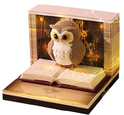 3D Eulen Kalender 2026, Abreißkalender Tischkalender Wochenkalender Eulenförmiges Notizblock 3D Memo-Block Kunst Klebenotizen Für Aufzeichnen, Planen Und Verfolgen, 8.5x8.5x6.8cm