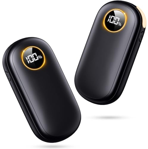 Rechargeable Hand Warmers 2 Pack, 8000mAh Electric Dual-Sided Heating with LED Display & Flashlight, 8 Heat Settings Up to 50℃, Reusable Hand Warmers for Raynauds, Hunting, Golf, Gifts for Women Men
