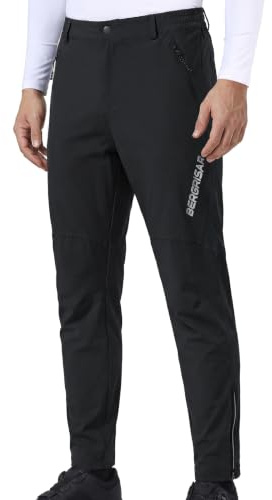 BERGRISAR Herren-Radhose, wasserabweisend, MTB-Hose mit Reißverschlusstaschen, schnell trocknend, 4-Wege-Stretch, Mountainbike-Hose für Outdoor, Wandern, Laufen