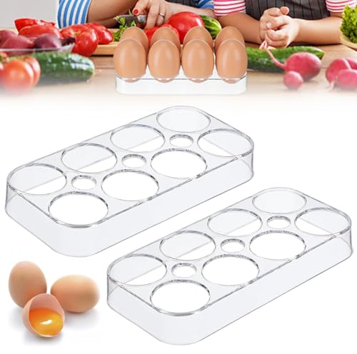 Eierbehälter für Kühlschrank, Kühlschrank Eierablage, Eieraufbewahrungsbox, Eierhalter für Kühlschrank, für Gefrierschrank Küche Camping und Mehr Schützt Eier vor Bruch (2 Stücke)
