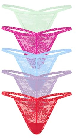 Victoria's Secret PINK Women's V-String Underwear, Panties for Women, Lace Pack, (S)