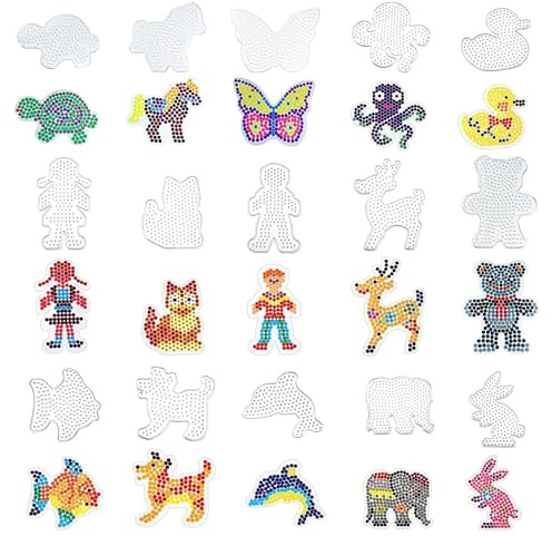 PELARISE 15 Stück Bügelperlen Platten, Transparente Bügelperlen Vorlagen, Basteln Steckplatten aus Kunststoff, DIY Basteln Zubehör für Geschenk Jungs Mädchen