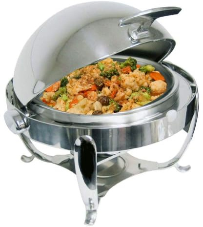 APS 12395 Rolltop-Chafing Dish -Royal- ca. Ø 51cm, H 46cm, 6 Liter, Edelstahl mit Rolltopdeckel, inkl. Speisebehälter inkl. Brennpastenbehälter
