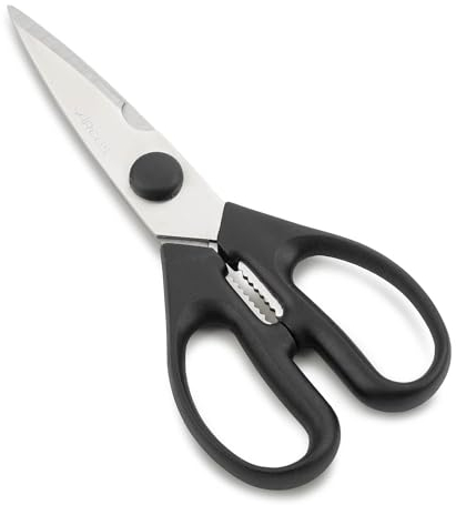 Arcos Tijeras de Cocina de Acero Inoxidable Nitrum. 195 mm - 154 gr. Mango ergonómico polioximetileno POM. Serie Prochef. Borde liso y elegante mango. Color negro.