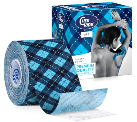 CureTape Art Bedrucktes Kinesiologie Tape 5 cm x 5m - Sport Tape Design - Wasserfest & Elastisch - Kinesiotape für Muskel- und Gelenkunterstützung bei Sport & Alltag - Knie & Schulter Tape - Tartan