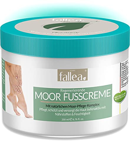 Fallea Fußcreme vorbeugend gegen Fußgeruch, Schweißfüße, Fußpilz | Fuß Creme gegen Juckreiz | Fußpflege erfrischt, kühlt & vitalisiert | Fußdeo Geruchsstop mit Urea, Moor und ProVitamin B5