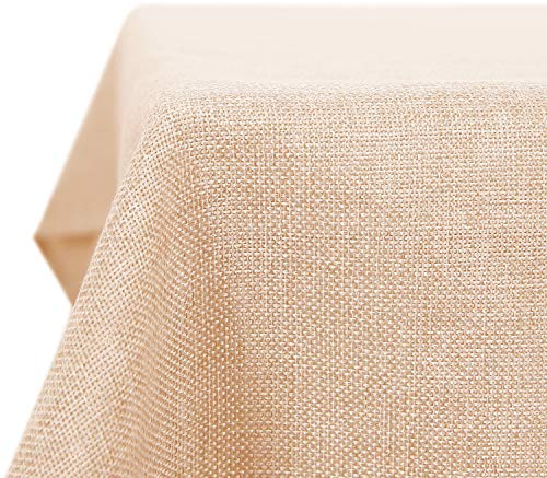 Deconovo Tischdecke Wasserabweisend Leinenoptik Tischwäsche Lotuseffekt 140x240 cm Zart Rosa