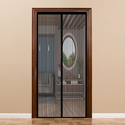 GOUER Magnetic Fly Insect Screen Door, 95x240cm Mosquito Bug Protection Insect Net Door Durable Anti-Tearing, for Kitchen/Bedroom/Air Conditioner Room, Black