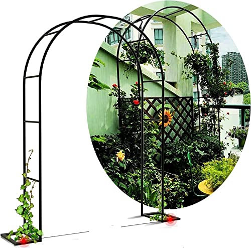 Arche Jardin Aluminium Largeur, Arche À Rosiers Métal, Filet À Plantes Grimpantes, Filet de Treillis, pour Récolte de Concombres, Légume, Vignes, Plantes Grimpantes,W1.4mxH2.3m