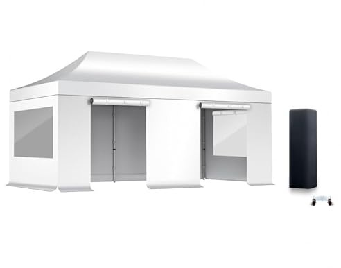 ACTIEXPRESS Pack Tente Pliante, Barnum Pliant, Tonnelle 3X3,3x4.5,3x6,4x8 Structure en Aluminium 55mm Toit 450g/m²+ Bâches fenêtres Rideaux d'entourage qualité professionelle (Blanc Uni, 3x6m)