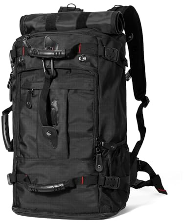 YOUMIAN Large Capacity For Travel Hiking Sports Carry On Backpack Durable Convertible Duffle Bag Laptop airplane (black, 60L-Large)