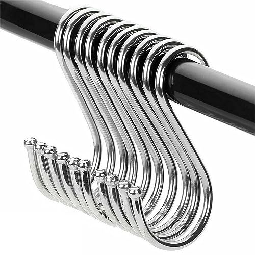 DONJIM 15 Pezzi Ganci a S, 9,5 cm Ganci Cucina a Forma di S, Ganci in Acciaio Inox, Ganci a S per Appendere, Ganci Metallici a Forma di S Multiuso per Cucina, Bagno, Guardaroba