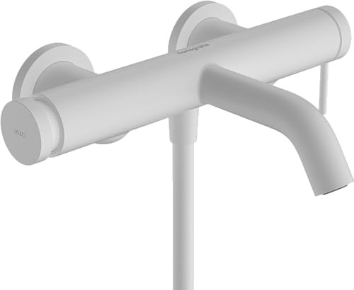 hansgrohe Tecturis S - Badewannenarmatur Aufputz für 2 Verbraucher, Mischbatterie Badewanne mit Auslauf Länge 20,9cm , Mattweiß