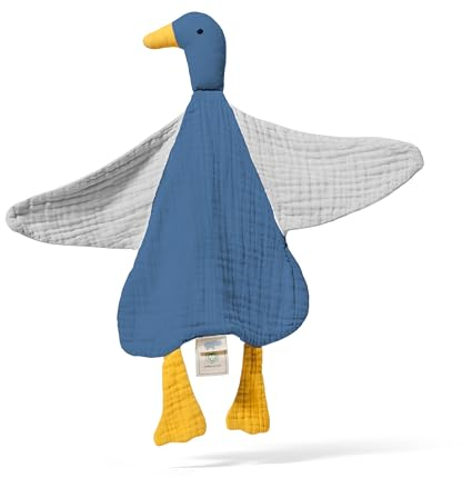 Mababu Schmusetuch Baby Musselin – Bio-Baumwolle & Oeko-TEX® – Kuscheltier Ente – Geschenk zur Geburt, 4-lagig, extra weich, für Neugeborene, Jungen & Mädchen, waschbar, als Schnuffeltuch