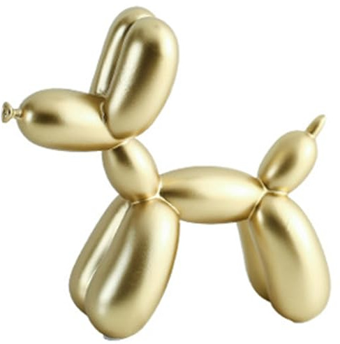 PIGPIGFLY Kreativ ballong hundskulptur, djur statyett, heminredning, hylldekoration, kontorsdekorationer, modernt dekorativt vardagsrum (guld)