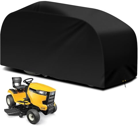 RICHIE Riding Lawn Mower Cover, 183 x 137 x 117cm Outdoor Garden Tractor Cover Waterproof, Heavy Duty 420D Oxford Fabric lawn mower cover with Adjustable Drawstring, Windproof, Anti-UV