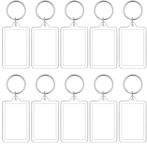 CENPEK 10 Pièces Porte-Clés Photo 5,2 X 3,4 Cm, Cadre Photo, Porte-Clés Rectangulaire Personnalisé Avec Anneau Cassé.