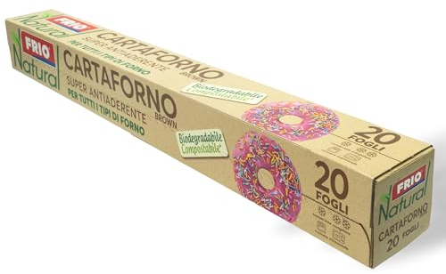 FRIO - Hojas de Papel Pergamino Natural 33x38 cm (20 hojas) - Antiadherente para horno, microondas y almacenamiento - Listo para usar - Perfecto para pizzas y bandejas