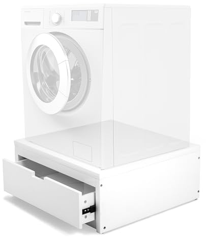 Ilyapa Washer and Dryer Stand - Universal Wooden Laundry Pedestal with Drawer - Compatible with Samsung, LG, GE, Maytag - 28x28x12 in. Patent Pending