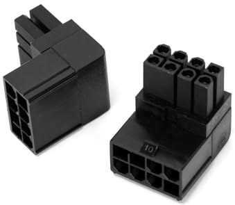 Ruimou 2pcs 90 Degree GPU VGA PCIe Connectors 8PIN for Desktop VGA Cards Right Angle Elbow Adapter(up Angled)