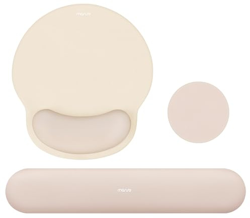 MOSISO Handballenauflage für Mauspad & Handauflage Tastatur Memory Foam Set | 3-in-1 Ergonomisch Mousepad Handgelenkstütze Rutschfest Unterseite Hause Büro Computer Entlastet Handgelenke, Aprikose