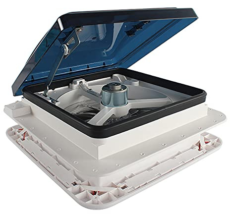 Estabeter Dachventilator Wohnmobil, 30W Ventilator Dachluke Wohnmobil mit LED-Leuchten Wohnmobil Dachventilator 28x28cm Abluftventilator Umgekehrter Lüfter