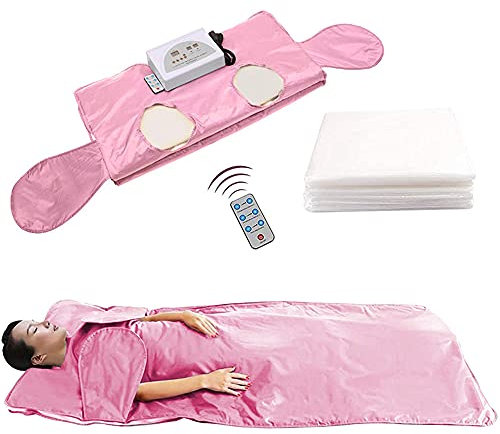 Couverture Sauna Multifonction pour Perte Poids, télécommande, Infrarouge lointain, Amincissante, chauffante, modelage du Corps, thérapie détox numérique, Couverture Sauna avec 50 Sacs de