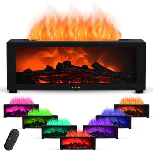 Flame Umidificatore 150ml Diffusore di Aromi con 7 Effetti di Fiamma, Diffusore di Olio Essenziale con Timer e Telecomando Spegnimento Automatico Senza Acqua per Casa Ufficio Camera & Yoga (nero)