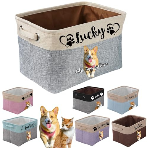 Cesta personalizzata per cane, cestino giocattoli, scatola portaoggetti pieghevole, cibo per cani, vestiti per cani, altri articoli animali domestici (Type A)