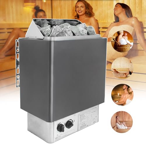 Electirc Sauna Heaters, 3KW-6KW Stainless Steel Electric Sauna Heating Stove, Timer: 0-180 Min, Temperature: 0-110℃, Internal Controller Dry Sauna Stove for Home Hotel Spa Steam Room,3KW
