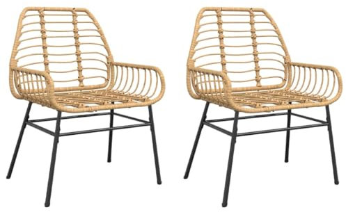 Gecheer 2 STK. Gartenstuhl Gartensessel Gartenmöbel Rattanstuhl Stuhl Sessel Rattansessel Balkonstuhl Terrassenstuhl Braun Poly Rattan
