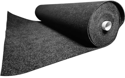 Moqueta Punzonada para Suelos, 200 cm de Ancho, 5 mm de Grosor, Poliéster Reciclado, Negro