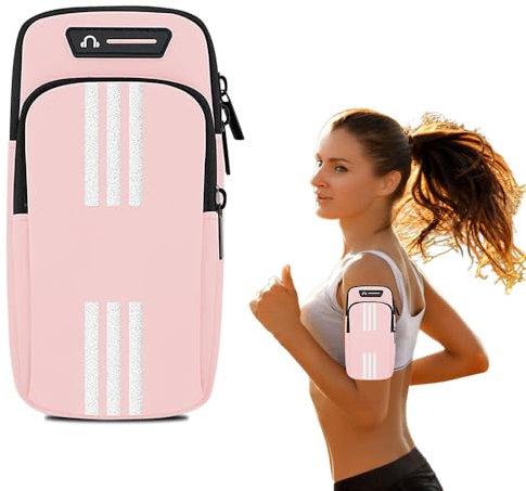 Brazalete Movil Running Deportivo, Brazo Correr Fitness Brazalete, Bolsa el Brazo Deportivo Universal, para Correr, Gimnasio, Viaje (Rosa)