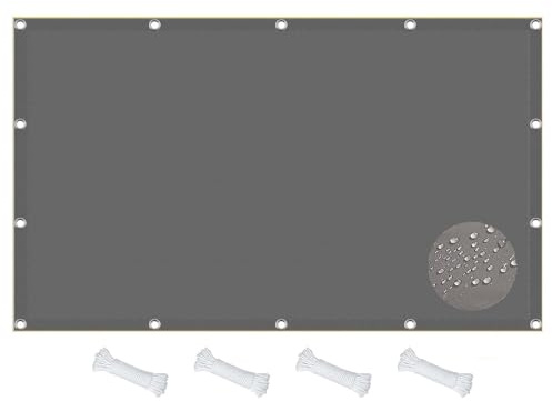 Sonnensegel Wasserdicht 340 x 340 cm Wasserdicht 98% UV Schutz Sonnensegel Nach Maß, Balkon Schattenspender Sonnenschutz Balkon mit Ösen Und Kordel für Garten, Pergola, Schwimmbad, Hellgrau