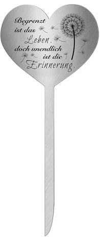 Decorazione per tomba, resistente alle intemperie, in acciaio inox, a forma di cuore, decorazione per tomba, resistente alle intemperie, cimitero, per ricordo (stile C)