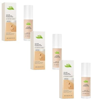 Temperaturangleichende Liquid Foundation 24h Langzeit Halt, Feuchtigkeitsspendend Wasserfest Und Schweißresistent Nicht Fettend Beruhigend Für Empfindliche Hau (3PCS, 30ML)