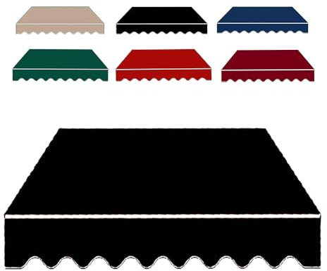 IMUNKT Patio Awning Fabric Replacement Retractable Sun Shade Awning Cover 6.5ft 8ft 10ft 13ft 16ft 20ft Waterproof Sunshade Shelter (Fabric Only)(Black,8x6.5ft/250x200cm)