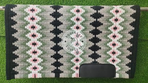 EQUIGEAR Western Show Horse Satteldecke aus neuseeländischer Wolle, Western-Design, handgefertigte Satteldecke, Wollpolster, Sensor Flex (Anpassung möglich) ZA33 (34 x 42)