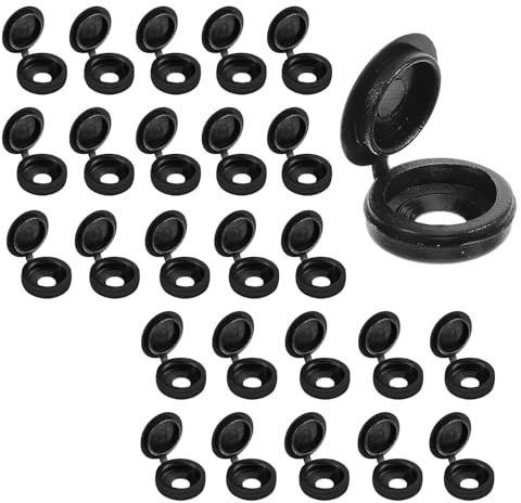 100 PCS Black Screw Caps, Number Plate Screw Caps, Black Plastic Hinged Screw Cover Caps, for M4-M5 Screw