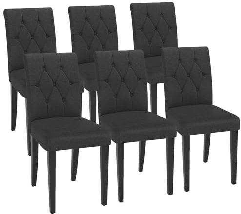 Welzona Esszimmerstühle 6er Set, Esszimmerstühle für Küche und Esszimmer, Küchenstuhl Modern, Stühle für Esszimmer Küche Wohnzimmer Schlafzimmer, Schwarz